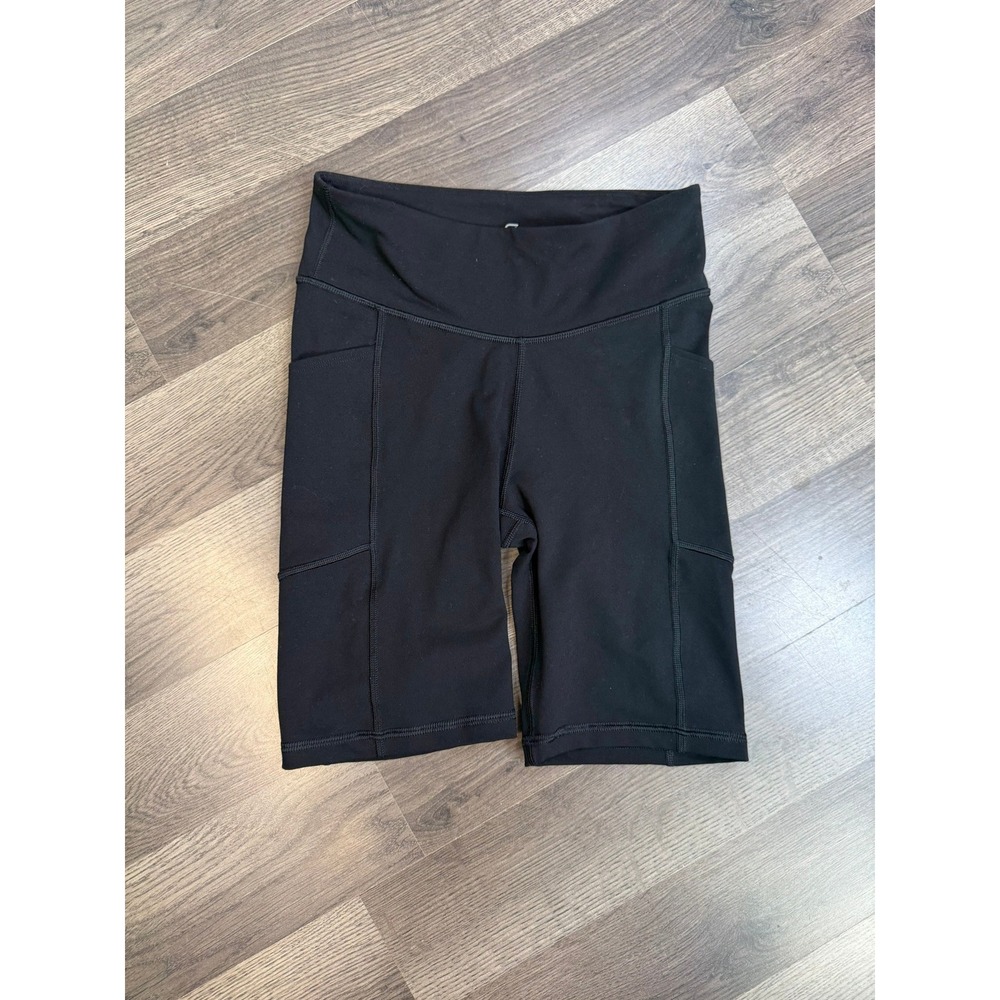 GapFit Womens Black High Rise Side Pocket Bike Shorts XS Regular Athletic